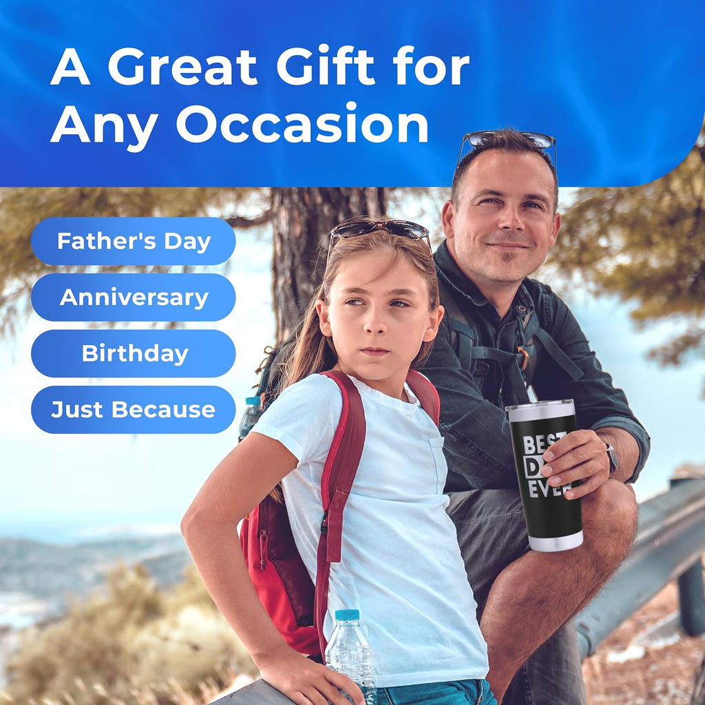 Best Dad Ever Tumbler - Travel Coffee Travel Mug, 20 Oz - Fathers Day Coffee Cup, Cool Gifts for Dad, Insulated Tumbler