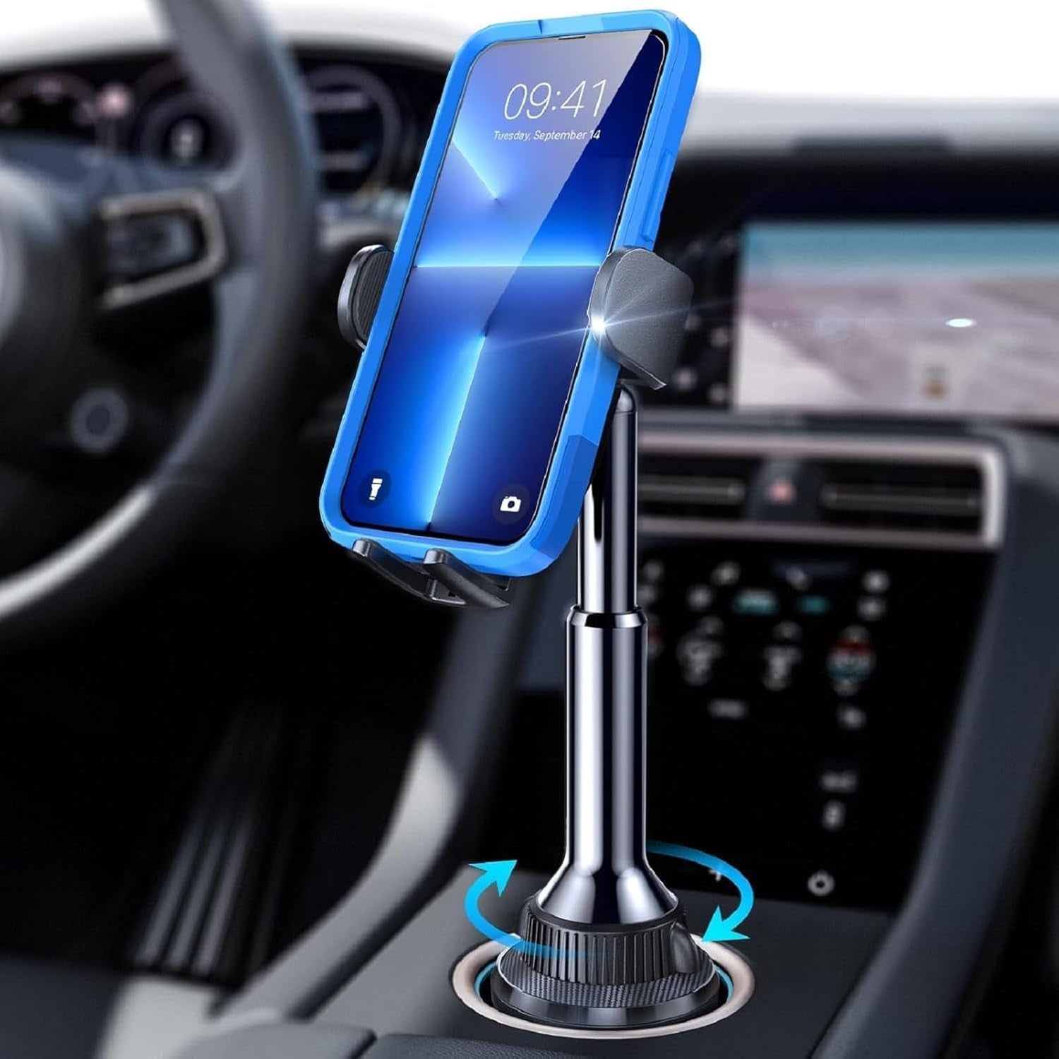 Cup Holder Phone Holder [No Shaking] Phone Holder for Car, 360° Adjustable Iphone Holder Car Accessories for Women Truck Jeep Golf for Iphone 17 Pro Max 16 15 14 Samsung S25 All 4-7'' Phone