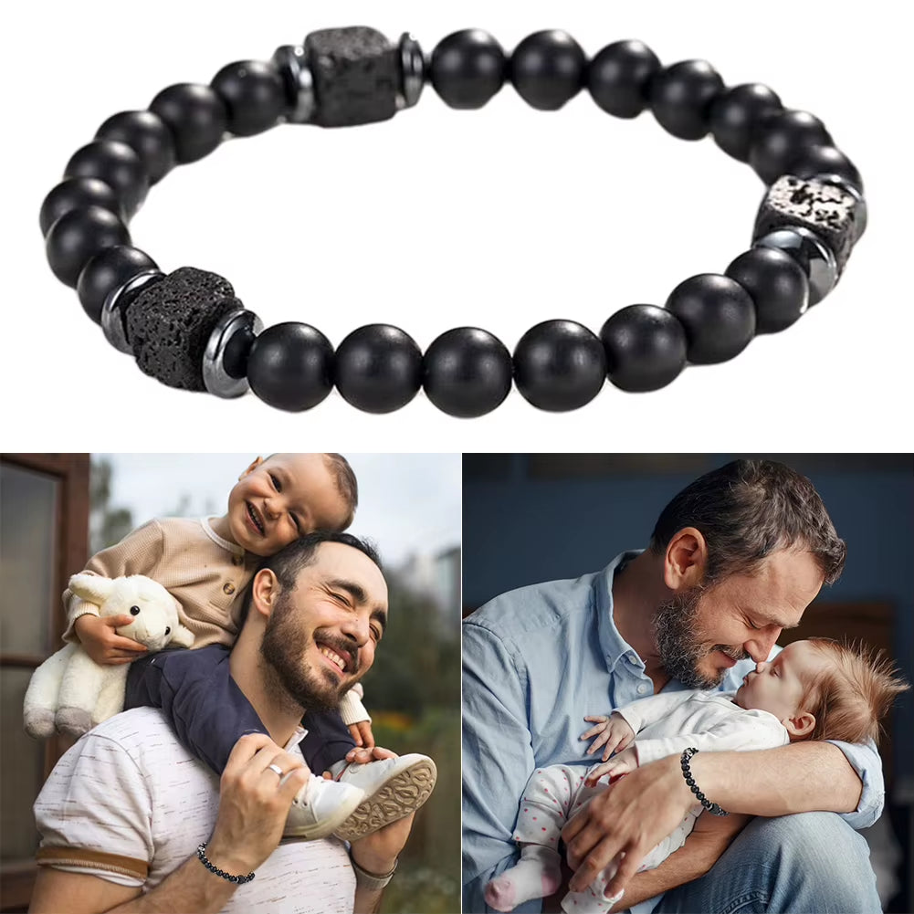 Fathers Day Gifts Stretch Bracelet Natural Stone Beaded Bracelet Lava Rock Bracelet Birthday Fathers Day Christmas Gifts for Men