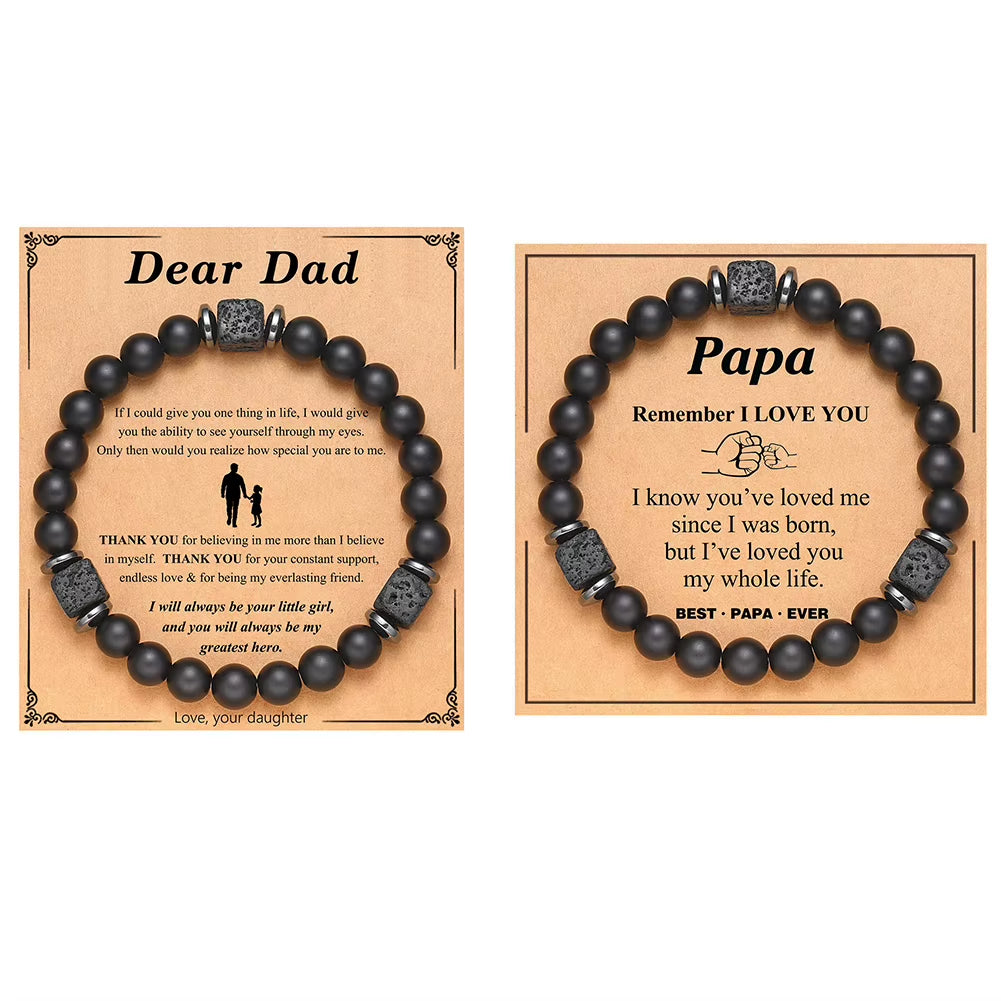 Fathers Day Gifts Stretch Bracelet Natural Stone Beaded Bracelet Lava Rock Bracelet Birthday Fathers Day Christmas Gifts for Men