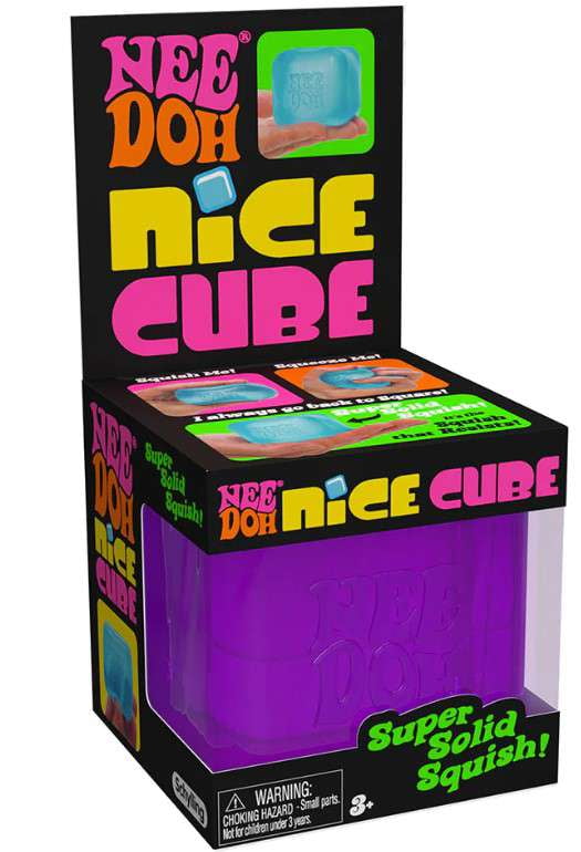 Nee Doh Nice Cube Stress Relief Toy - Fun Purple Squish Ball for Ages 3+ - 1 Count