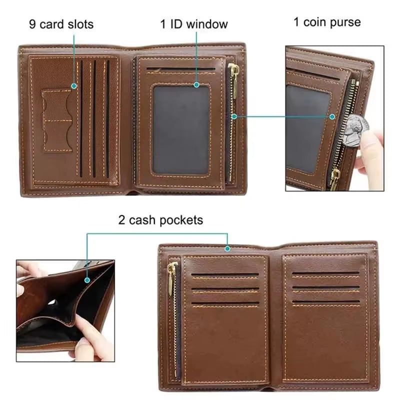 New Custom Wallets Men High Quality PU Leather Engraved Name Wallets Men Short Purse Personality Wallet Luxury Fathers Day Gift