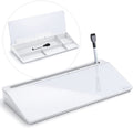 Glass Desk Whiteboard with Storage, Desktop Organizer To-Do List Memo Notepad Dry Erase White Board for Home Office and School Supplies (White)