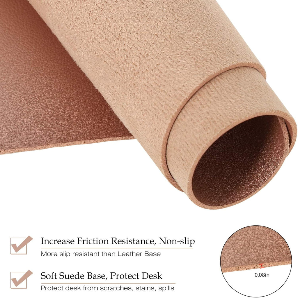 PU Leather Desk Pad with Suede Base, Multi-Color Non-Slip Mouse Pad, 36” X 17” Waterproof Desk Writing Mat, Large Desk Blotter Protector(Champagne Gold)