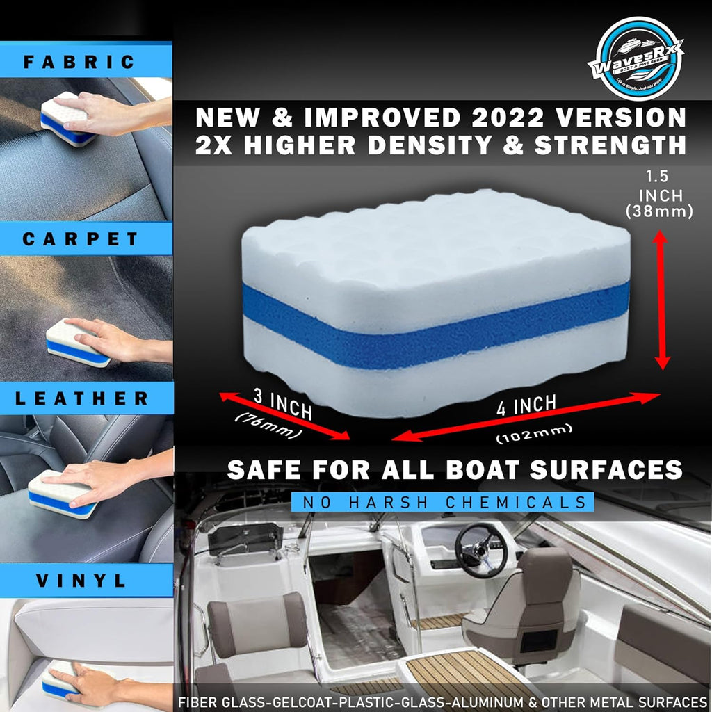 Marine Scuff and Dirt Eraser Sponges for Boats, Jet Ski & PWC | Magic Cleaning Pads Effortlessly Remove Deck Marks, Scratches, Black Streaks and Grease | No Harsh Chemicals