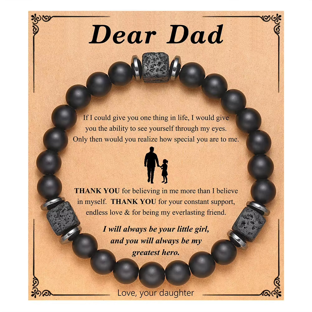 Fathers Day Gifts Stretch Bracelet Natural Stone Beaded Bracelet Lava Rock Bracelet Birthday Fathers Day Christmas Gifts for Men