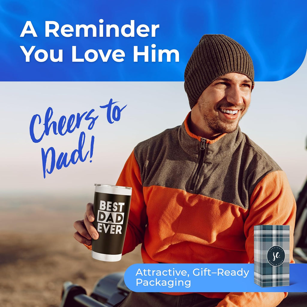 Best Dad Ever Tumbler - Travel Coffee Travel Mug, 20 Oz - Fathers Day Coffee Cup, Cool Gifts for Dad, Insulated Tumbler