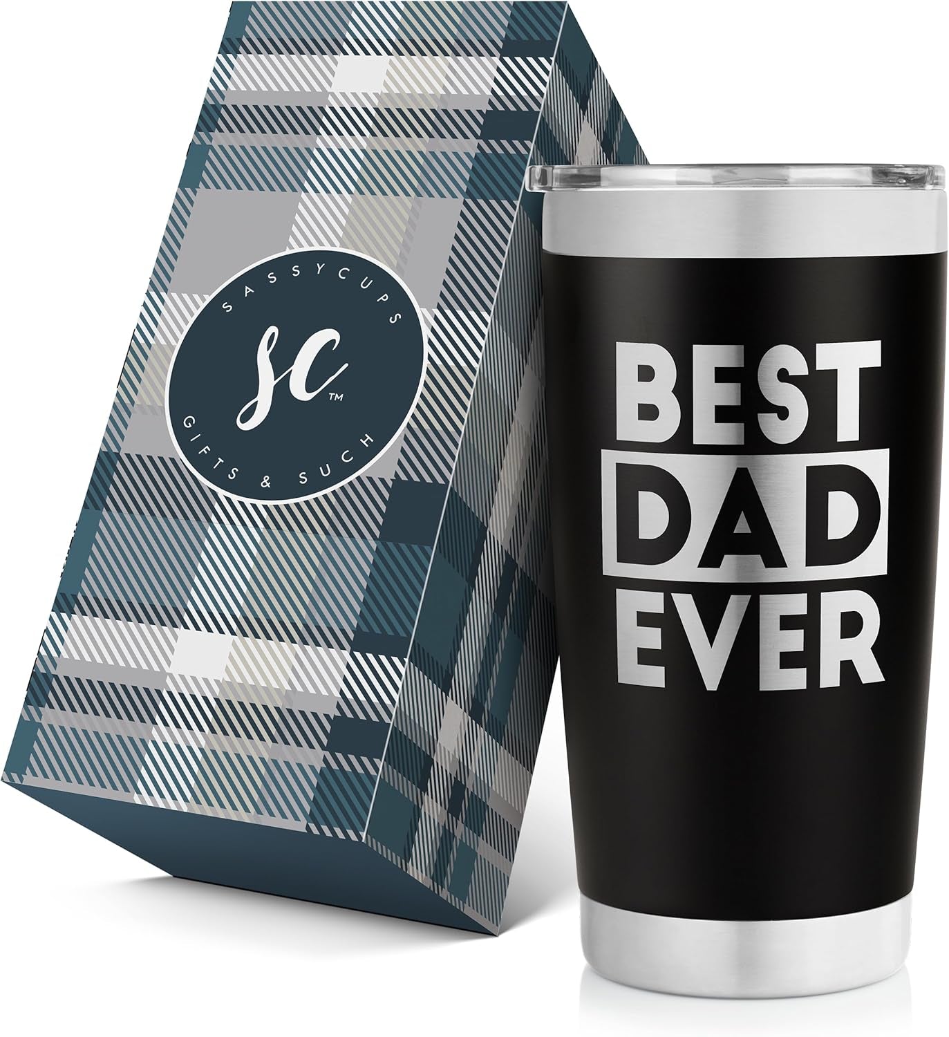 Best Dad Ever Tumbler - Travel Coffee Travel Mug, 20 Oz - Fathers Day Coffee Cup, Cool Gifts for Dad, Insulated Tumbler