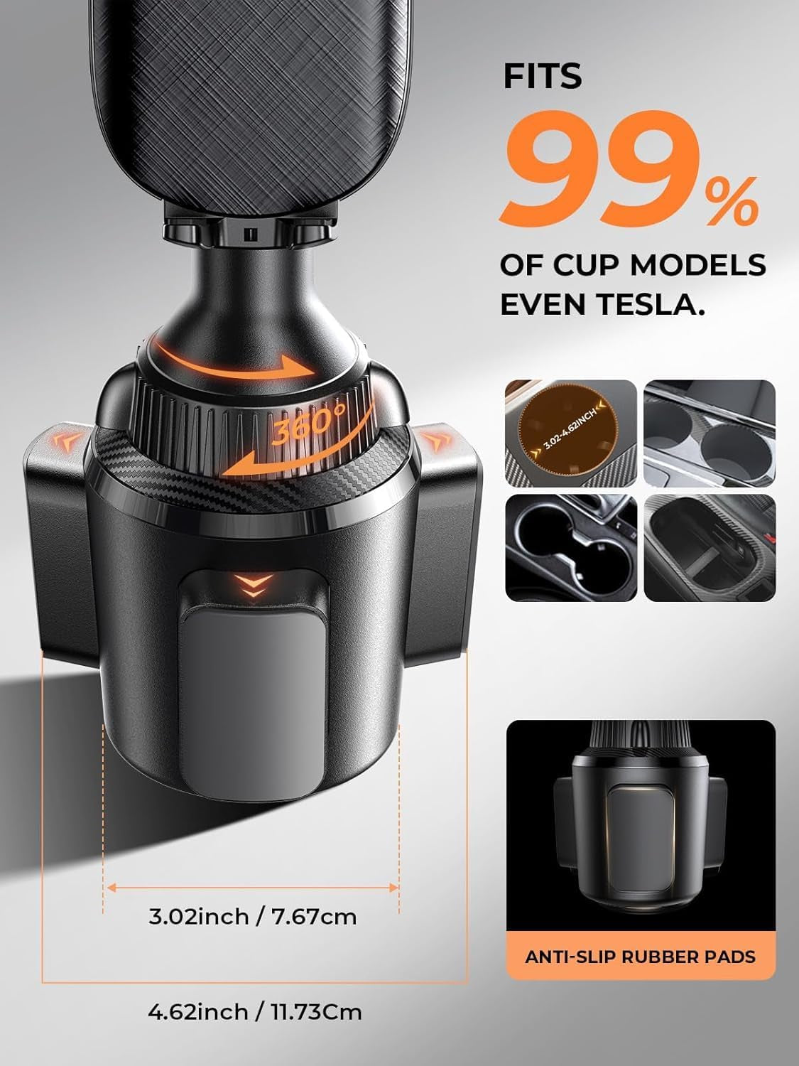 Cup Holder Phone Holder [No Shaking] Phone Holder for Car, 360° Adjustable Iphone Holder Car Accessories for Women Truck Jeep Golf for Iphone 17 Pro Max 16 15 14 Samsung S25 All 4-7'' Phone