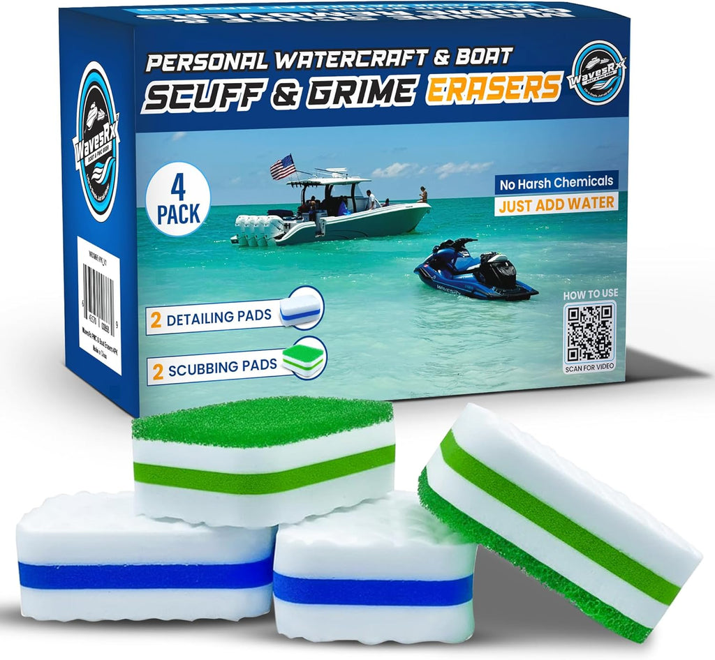 Marine Scuff and Dirt Eraser Sponges for Boats, Jet Ski & PWC | Magic Cleaning Pads Effortlessly Remove Deck Marks, Scratches, Black Streaks and Grease | No Harsh Chemicals